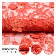 High end profissional fita floral bordado vermelho africano tecido de renda